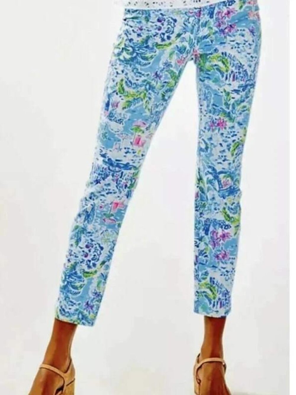 Lilly Pulitzer Kelly Skinny Ankle Pants 10 What A Lovely Place Tropical Preppy